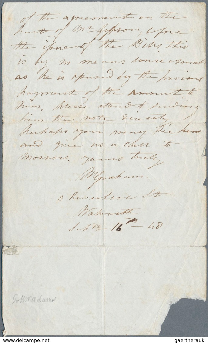 Ballonpost: 1848: Great Britain. Early Ballonist's Letter Written By M. Graham Known As "the Only Fe - Luchtballons