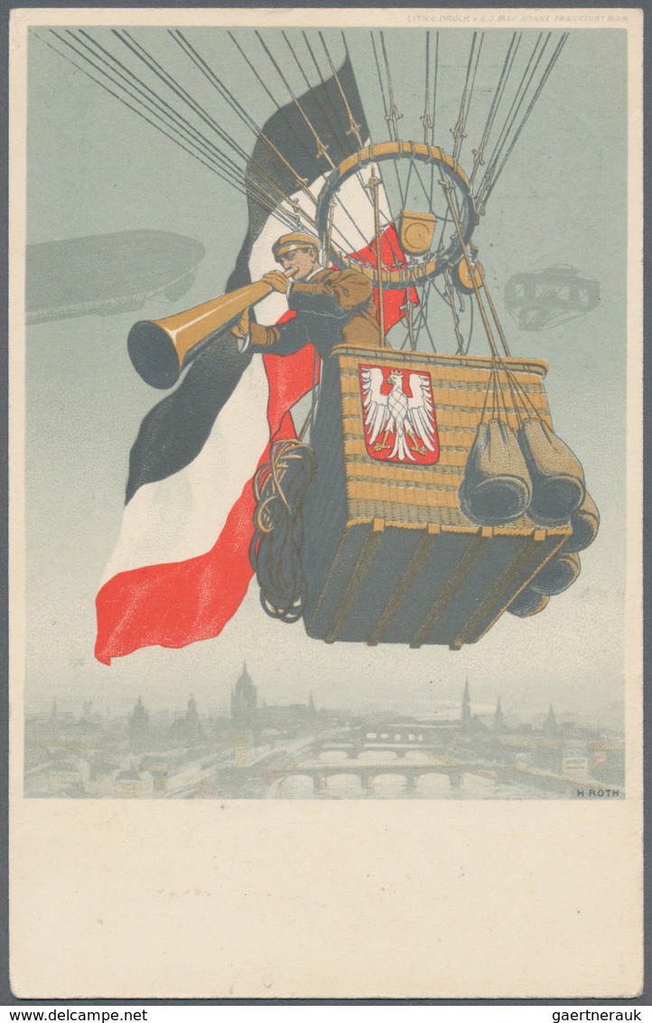 Flugpost Deutschland: 1909, Privatganzsache Zur I.L.A. In Frankfurt A. Main, Bild Ballonfahrer. Mit - Luft- Und Zeppelinpost