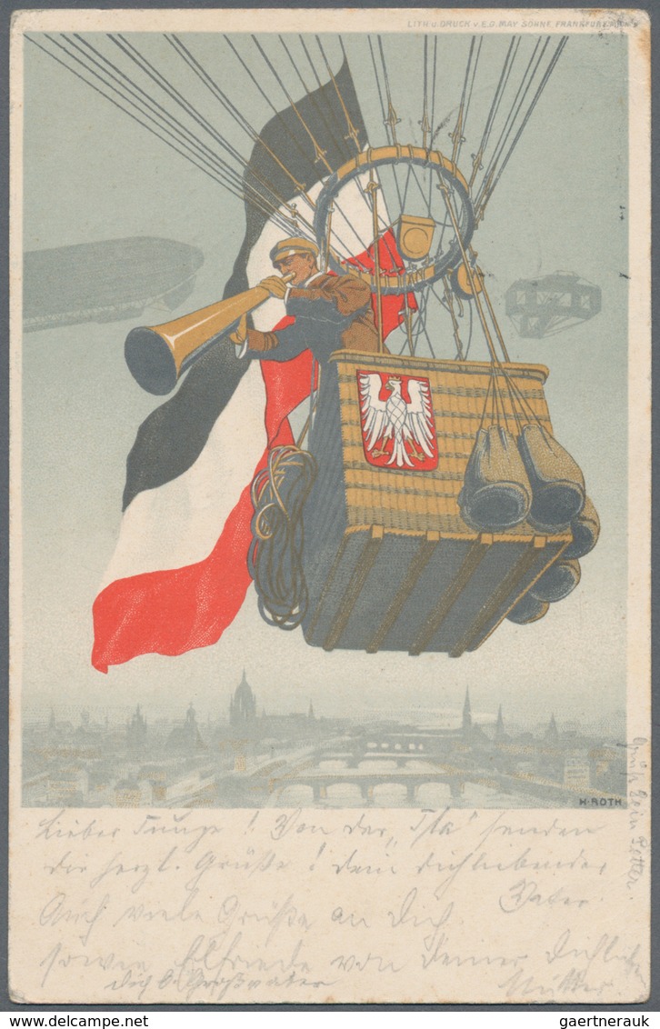 Flugpost Deutschland: 1909, Privatganzsache Zur I.L.A. In Frankfurt A. Main, Bild Ballonfahrer. Mit - Correo Aéreo & Zeppelin