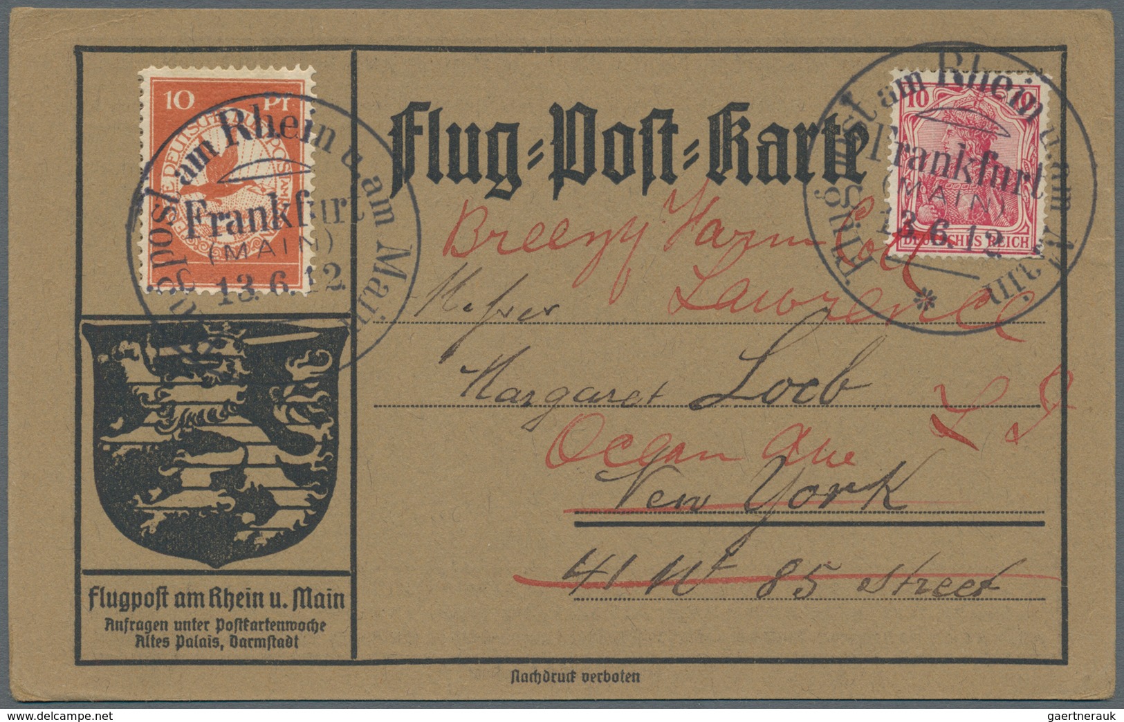 Flugpost Deutschland: 1912. Germany Official Card From The Grand Duchess Of Hesse's 1912 Flight Week - Correo Aéreo & Zeppelin