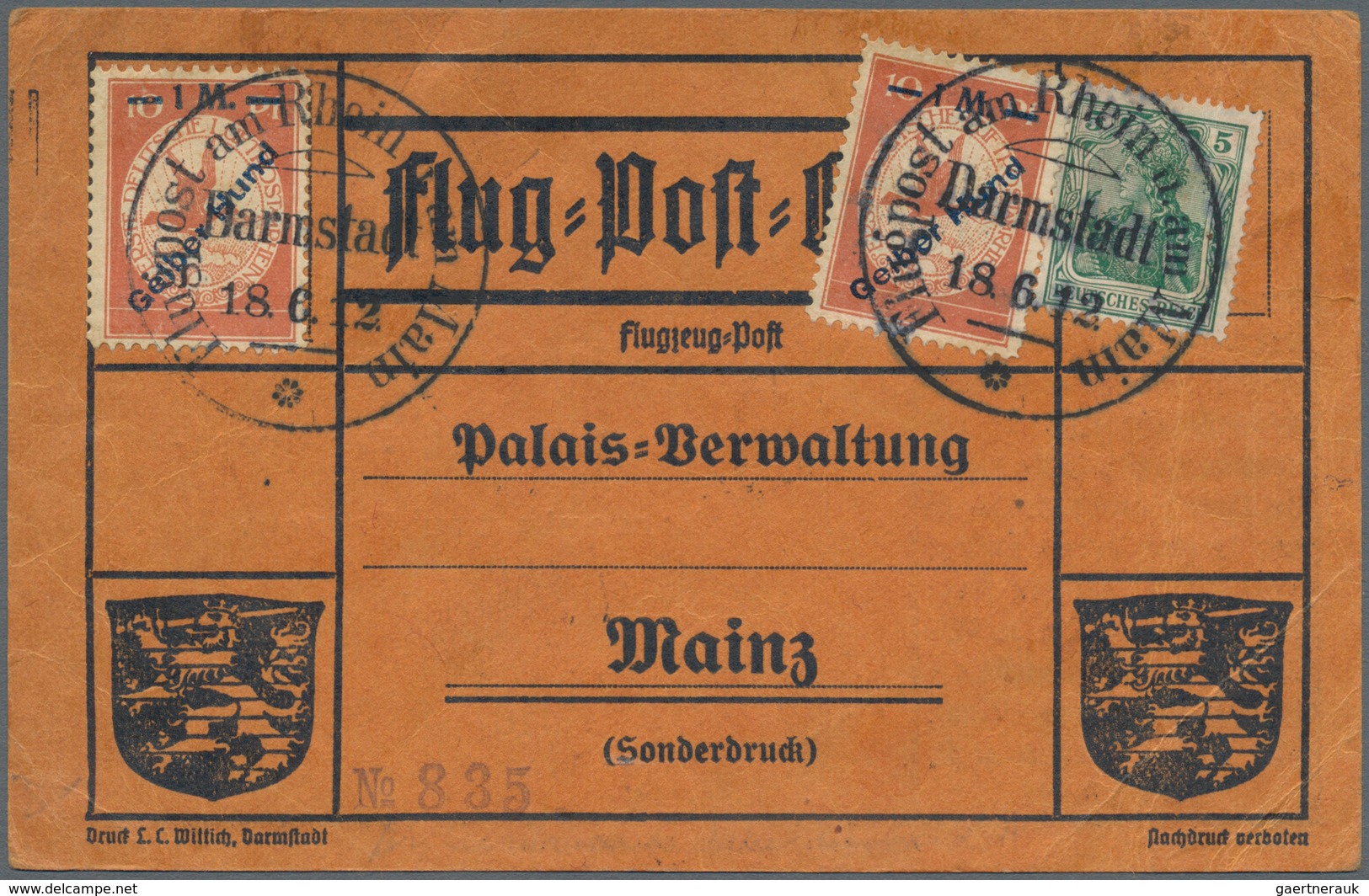 Flugpost Deutschland: 1912. Pioneer Airmail Card Flown On The Gelber Hund (Yellow Dog) Mail Plane Wi - Luchtpost & Zeppelin