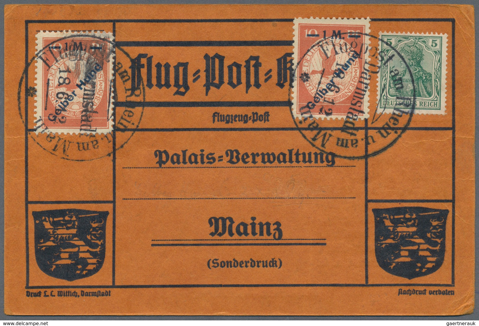 Flugpost Deutschland: 1912. Scarce Pioneer Gelber Hund - Yellow Dog Airmail Card Used During The Gra - Luchtpost & Zeppelin