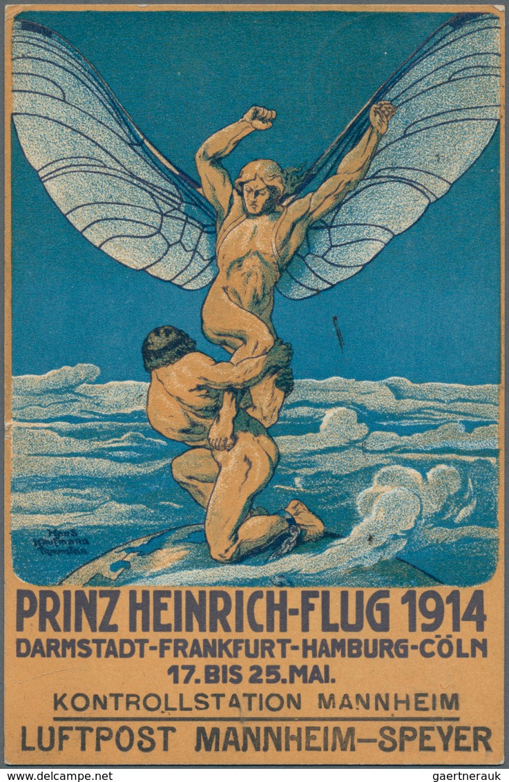 Flugpost Deutschland: 1914. Original German Card Prinz Heinrich-Flug Luftpost Mannheim-Speyer Stylis - Luft- Und Zeppelinpost