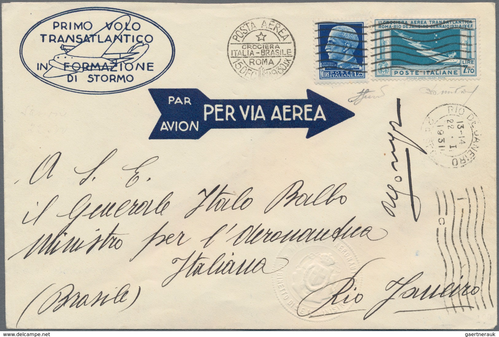 Flugpost Europa: 1930, Italy. Special Cover Balbo Squadron Flight "Primo Volo Transatlantico In Form - Otros - Europa