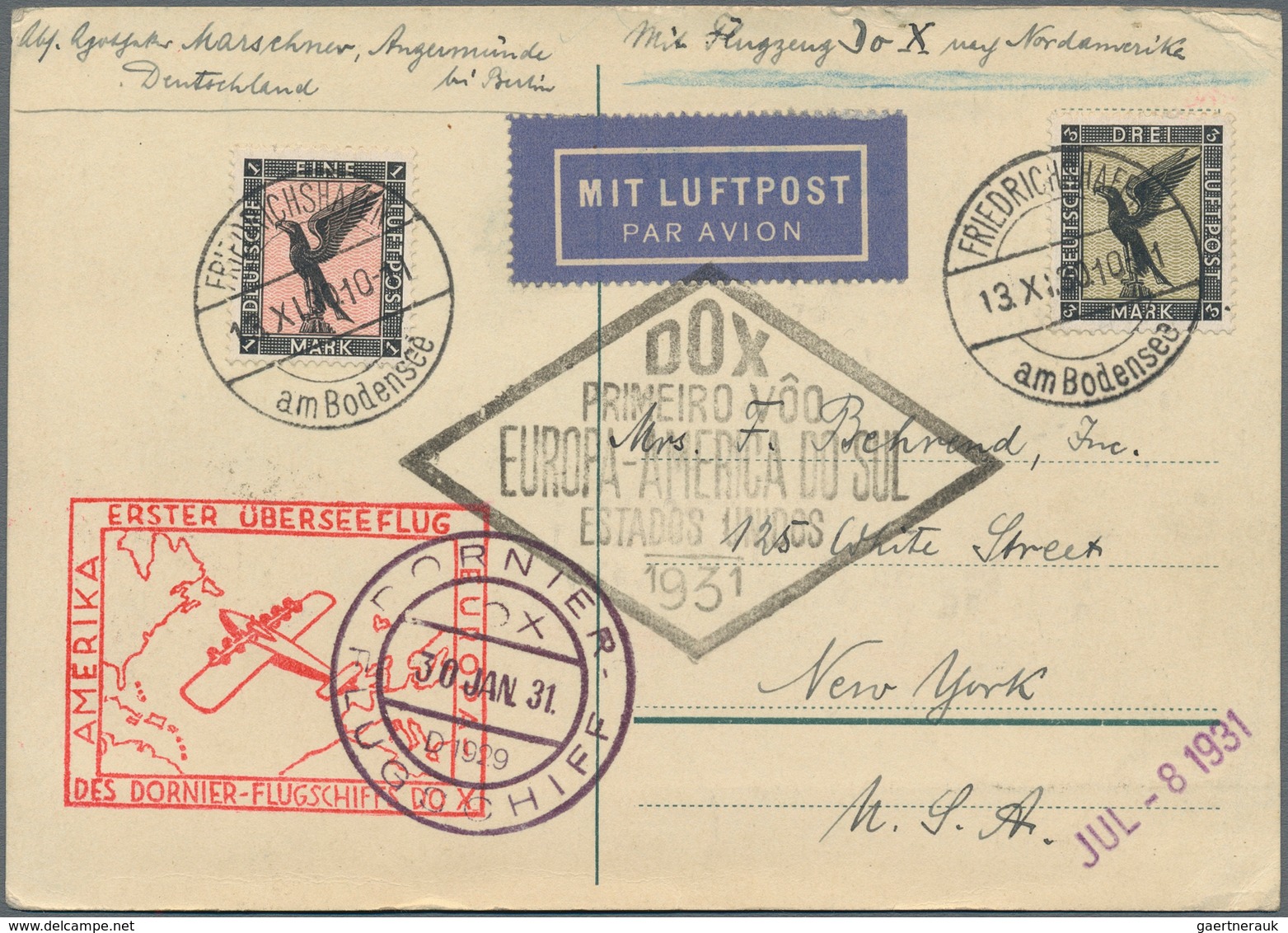 DO-X - Flugpost: 1930/1931, PRIMERO VOL / EUROPA-AMERICA DO SUL / ESTADOS UNIDOS, One Cover And Two - Luchtpost & Zeppelin