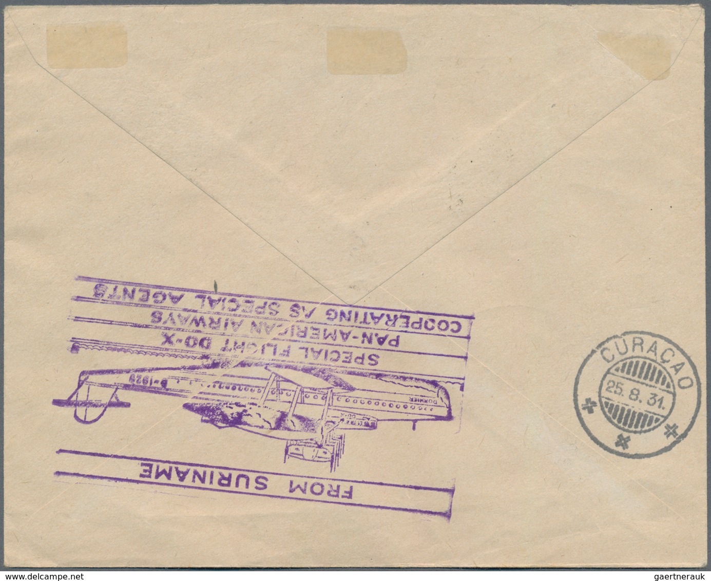 DO-X - Flugpost: 1931, Surinam, Complete Airmail Set With Ovp "Vlucht Do.X 1931", The 40 C Orange Wi - Luchtpost & Zeppelin