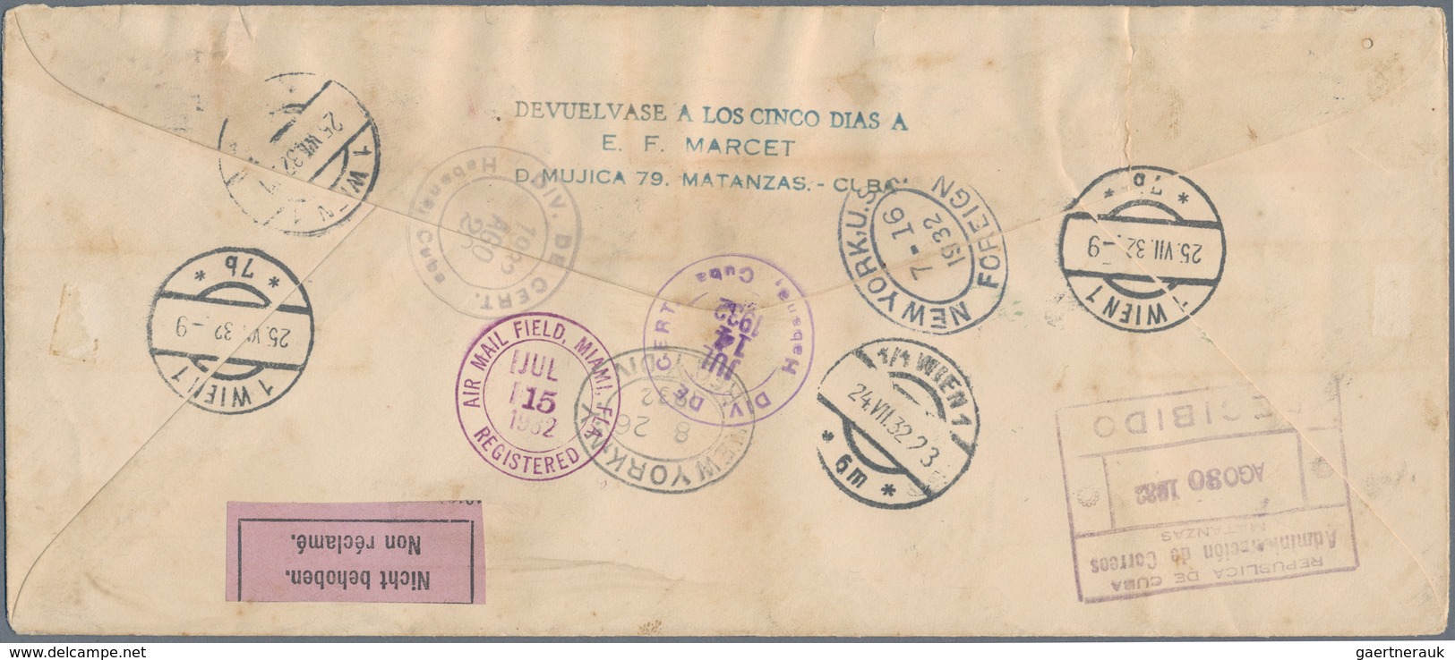 Katapult- / Schleuderflugpost: 1932, Cuba, 5 C Blue Postal Stationery Envelope, Uprated With 8 C Bro - Luchtpost & Zeppelin