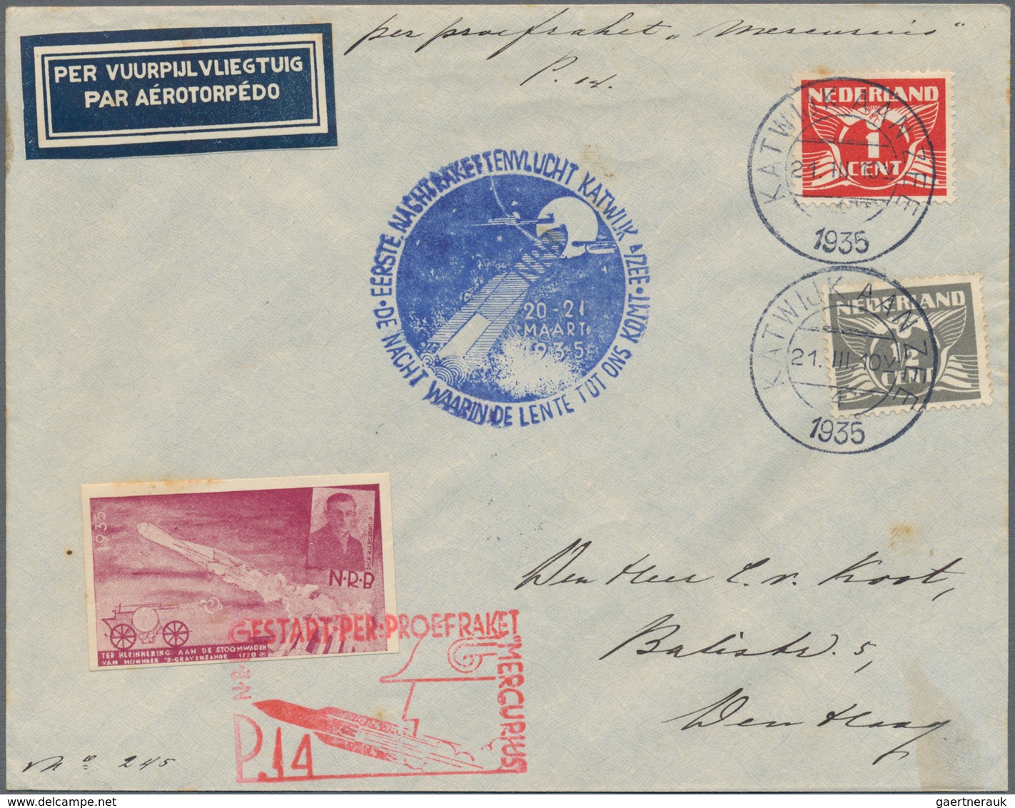 Raketenpost: 1935 (6.3.+21.3.) Netherlands: Four Different Rocket Mail Covers Used In Different Rock - Otros & Sin Clasificación