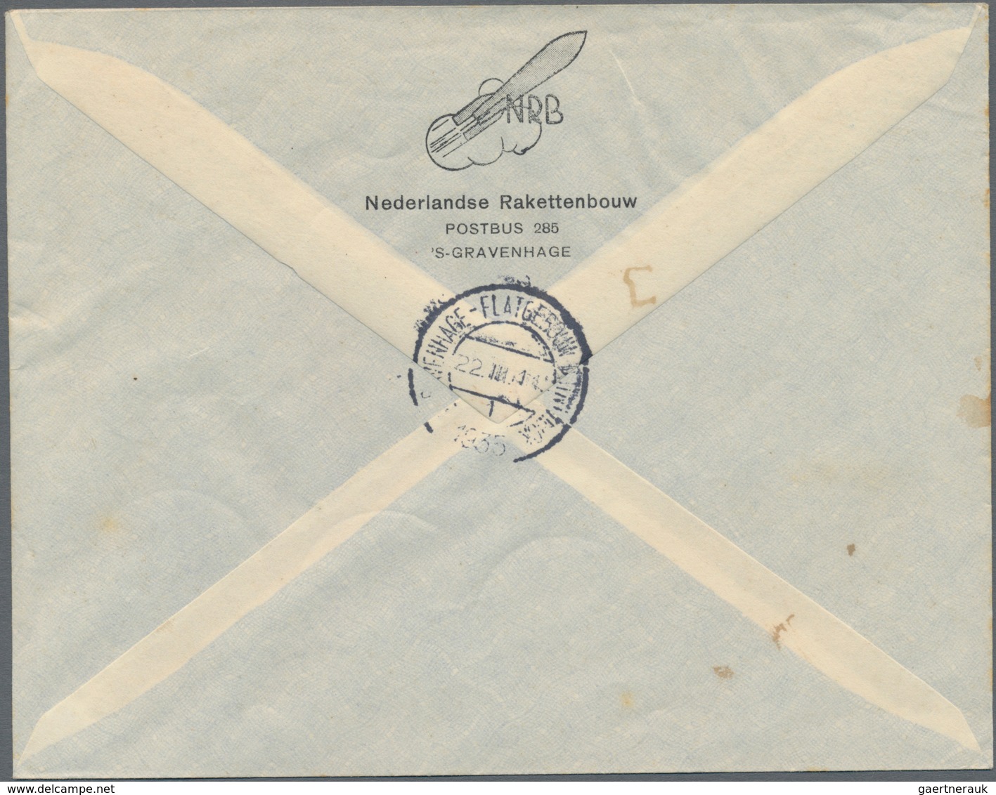 Raketenpost: 1935 (6.3.+21.3.) Netherlands: Four different rocket mail covers used in different rock