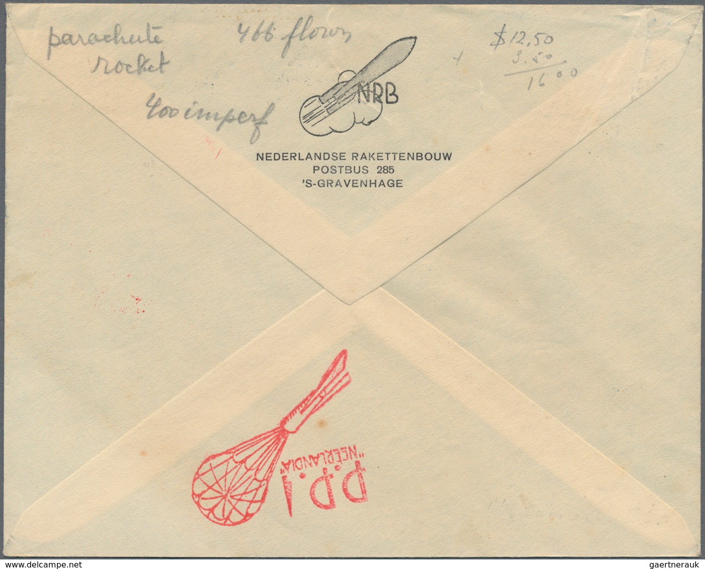 Raketenpost: 1935 (23.4.) K. Roberti - Netherlands: Two Different Covers Flown By The Parachute Rock - Other & Unclassified