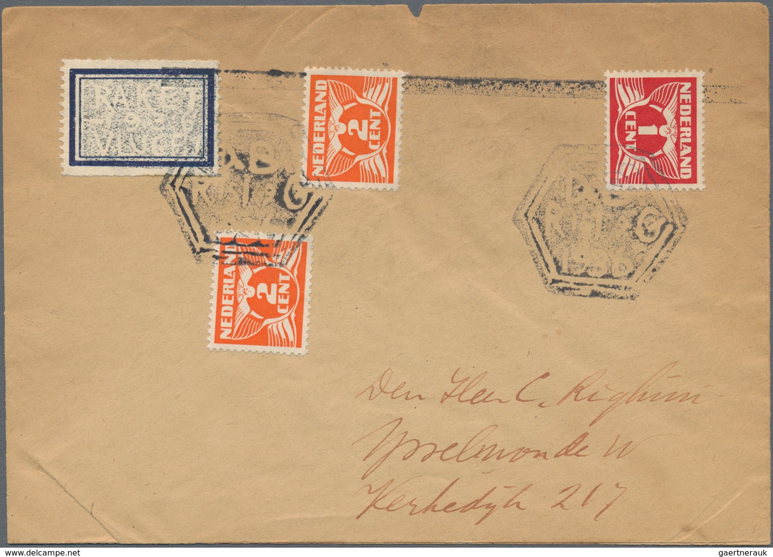 Raketenpost: 1936 (15.9.) A. De Bruijn - Netherlands: Cover Flown By Rocket "RBO" From IJsselmonde T - Other & Unclassified