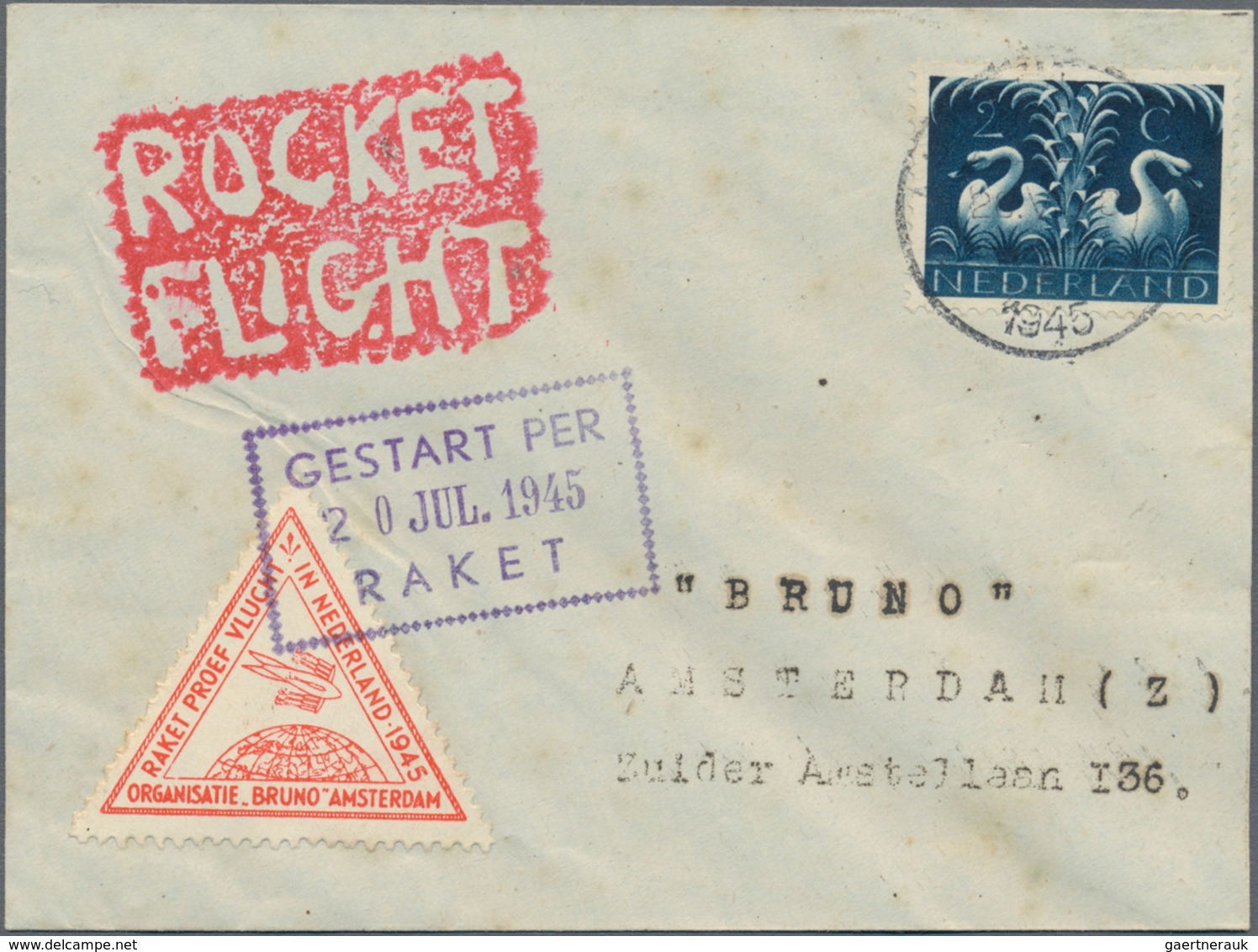 Raketenpost: 1945 (19.-20. July) Netherlands: Three Covers From The Pioneer Rocket Flights Each With - Other & Unclassified