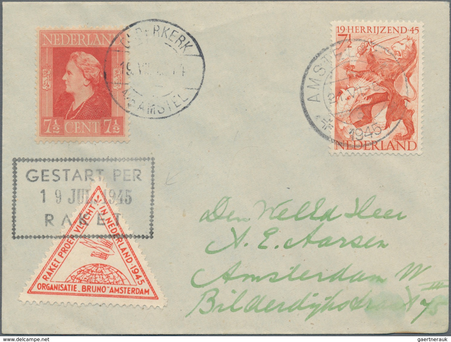 Raketenpost: 1945 (19.-20. July) Netherlands: Three Covers From The Pioneer Rocket Flights Each With - Other & Unclassified