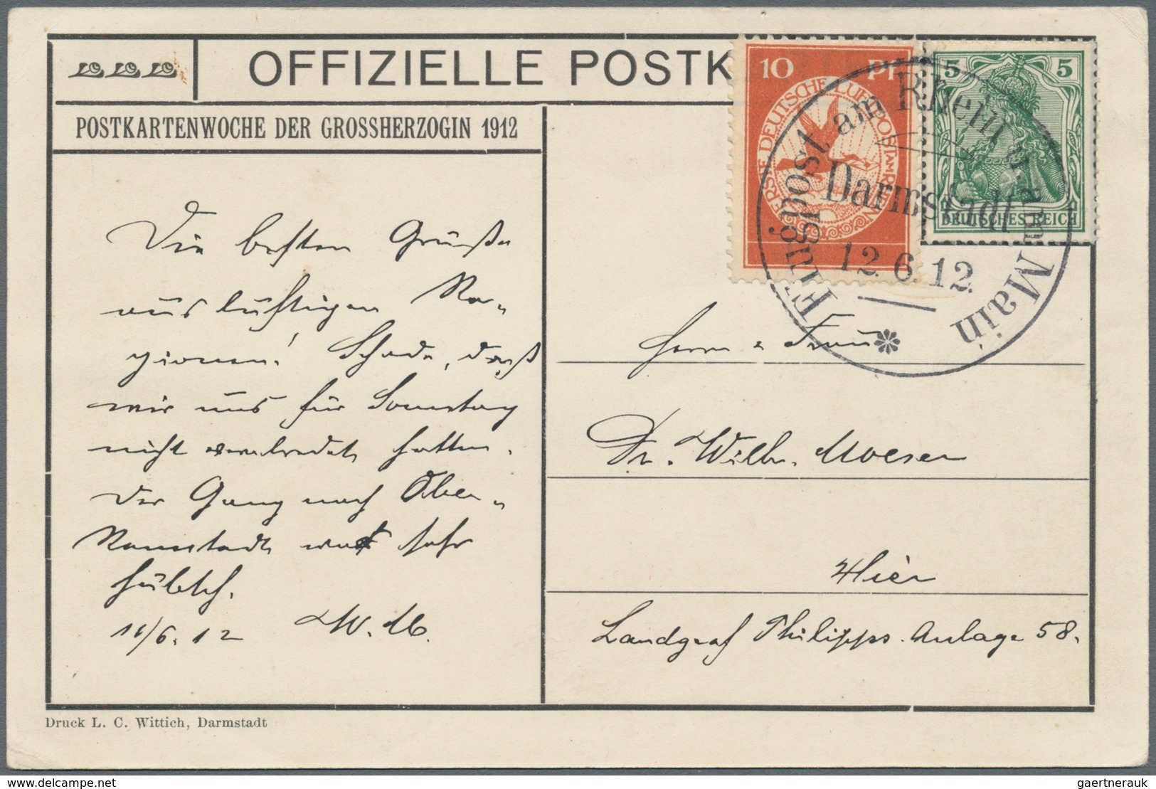 Zeppelinpost Deutschland: 1912. Eugene Bracht Artist Official Card From Postkartenwoche Der Grossher - Airmail & Zeppelin