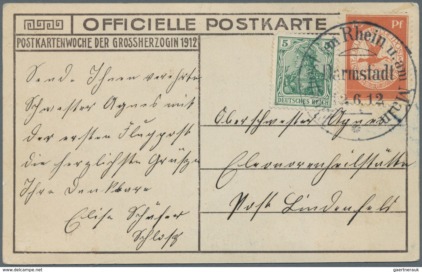 Zeppelinpost Deutschland: 1912. Official Card From The Flight Of The Postluftschiff Schwaben That Pi - Airmail & Zeppelin