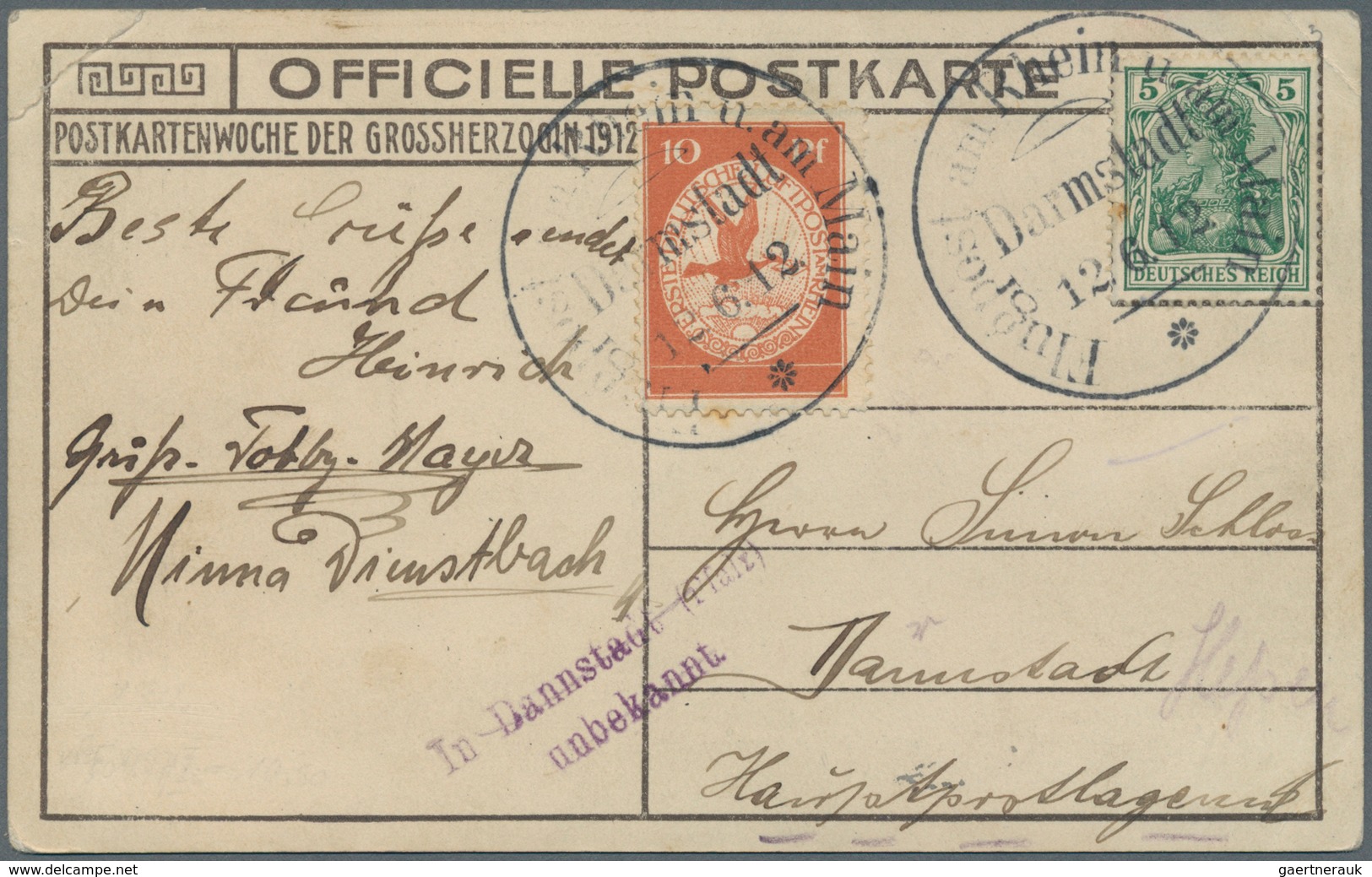 Zeppelinpost Deutschland: 1912. Rare Official Card (corner Creases) From The Flight Of The Postlufts - Airmail & Zeppelin