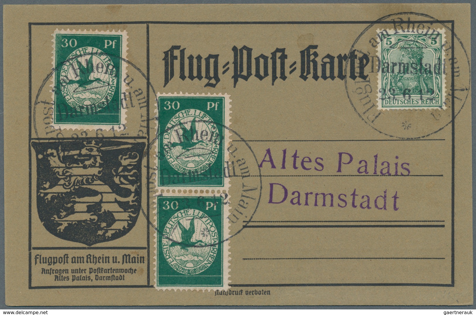 Zeppelinpost Deutschland: 1912. Card From Flight Of The Postluftschiff Schwaben Zeppelin, Franked Wi - Airmail & Zeppelin