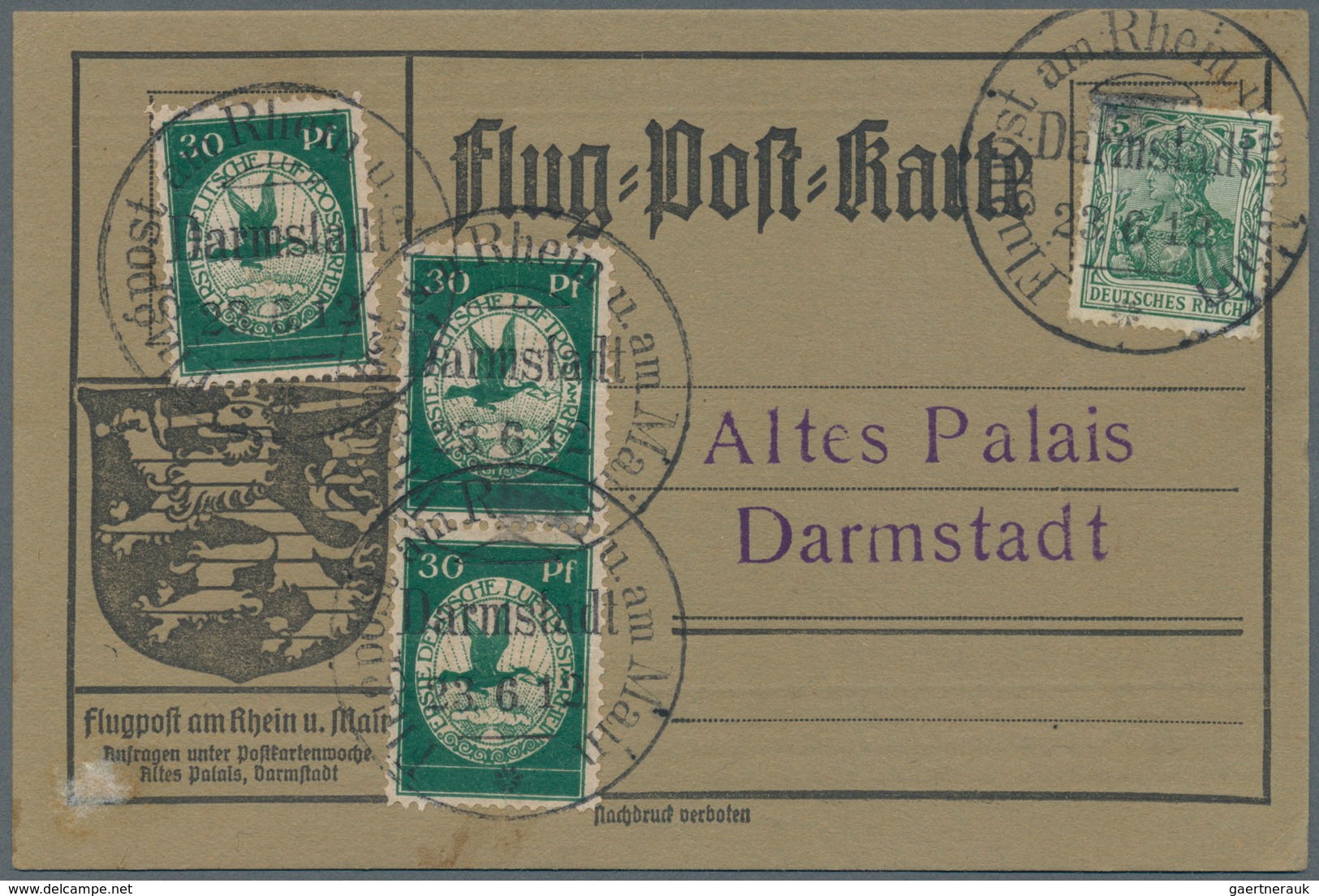 Zeppelinpost Deutschland: 1912. Scarce Pioneer Zeppelin Airship Schwaben Post With 3 X 30pf Green Do - Correo Aéreo & Zeppelin