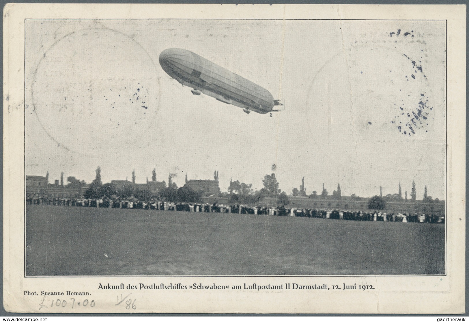 Zeppelinpost Deutschland: 1912. Card From The Flight Of The Postluftschiff Schwaben, Picture The Arr - Airmail & Zeppelin