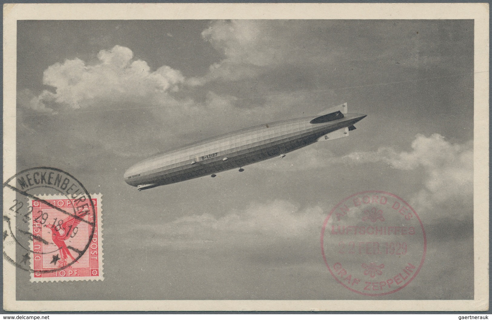 Zeppelinpost Deutschland: 1929. Zeppelin Picture Postcard Flown On The Graf Zeppelin LZ127 Airship's - Luchtpost & Zeppelin