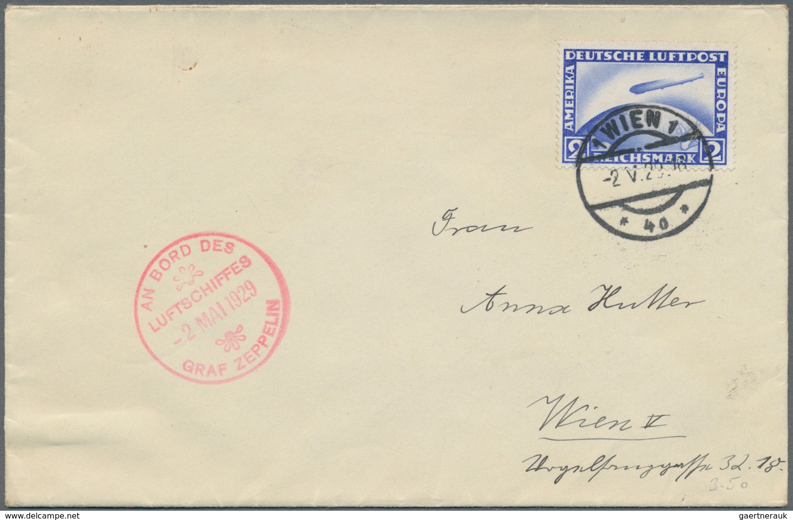 Zeppelinpost Deutschland: 1929. German Cover Flown On The Graf Zeppelin LZ127 Airship's Oesterreichf - Airmail & Zeppelin