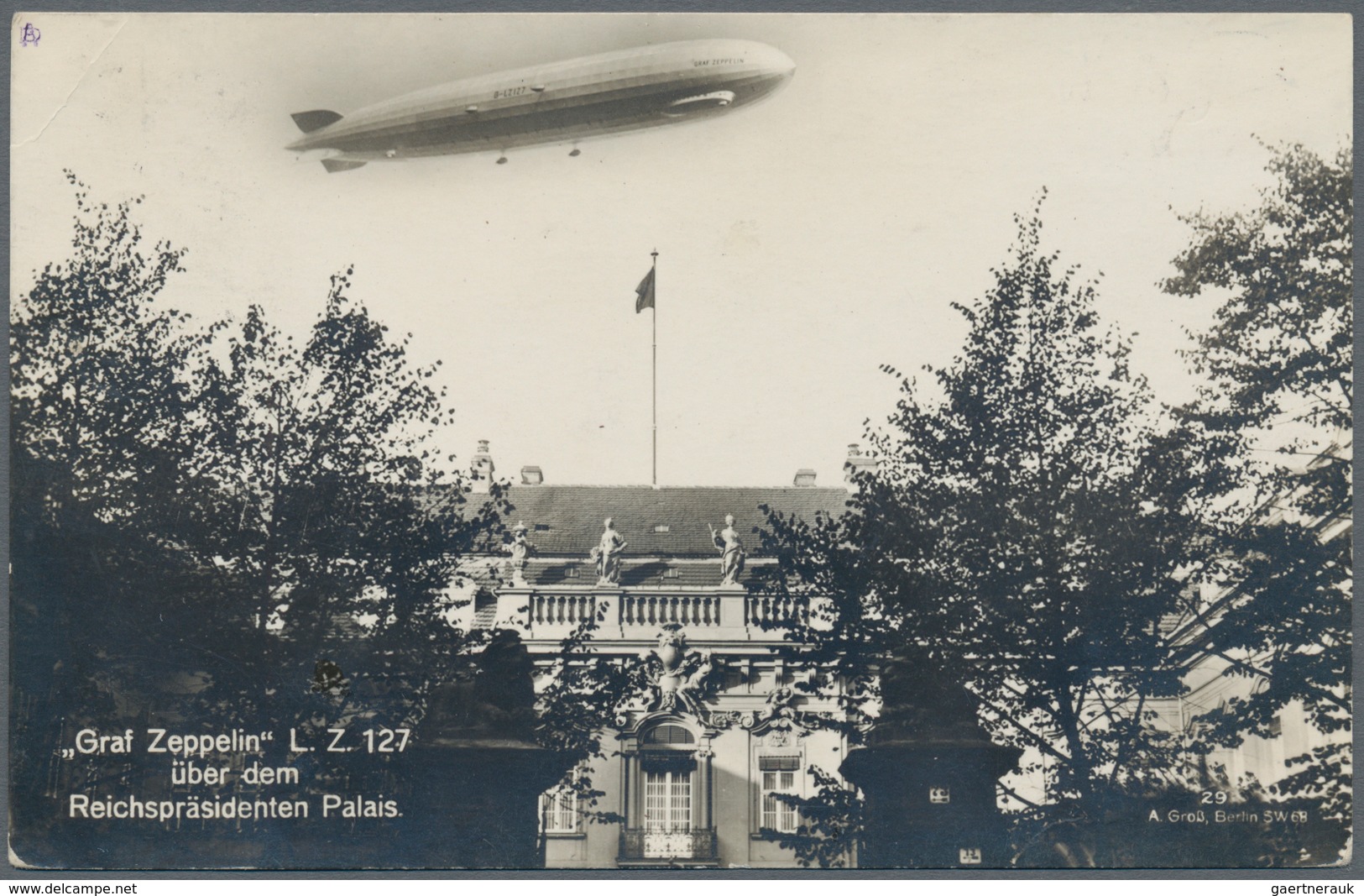 Zeppelinpost Deutschland: 1929. Real Photo Postcard (RPPC) Showing The Graf Zeppelin Airship Flying - Correo Aéreo & Zeppelin