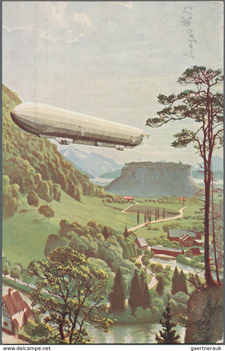 Zeppelinpost Deutschland: Great 'Schweizfahrt' Zeppelin PPC Of Gustav Eyb Dropped Over Duesseldorf O - Correo Aéreo & Zeppelin