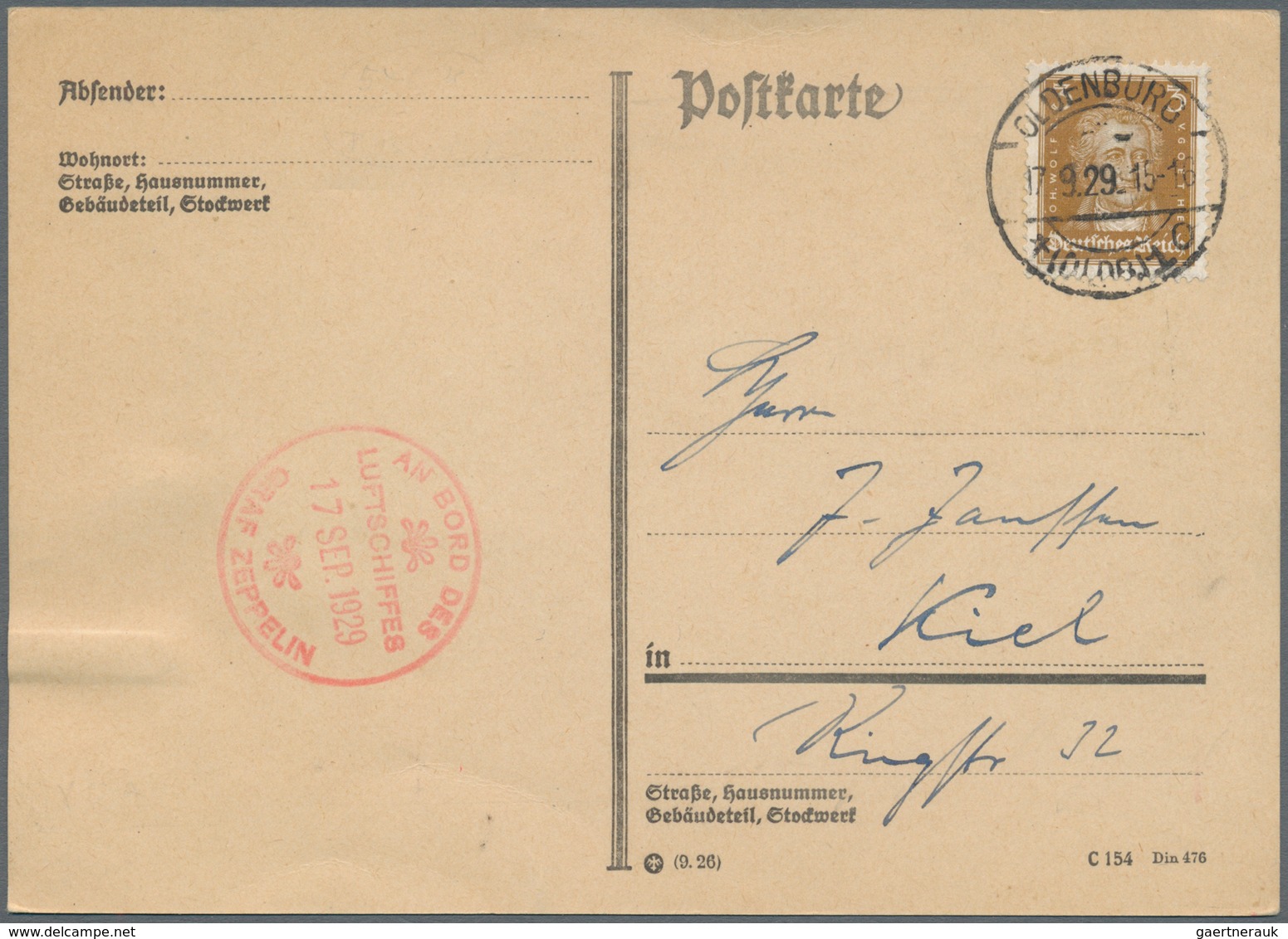 Zeppelinpost Deutschland: 1929. German Printed Matter Flown On The Graf Zeppelin LZ127 Airship's 192 - Luchtpost & Zeppelin