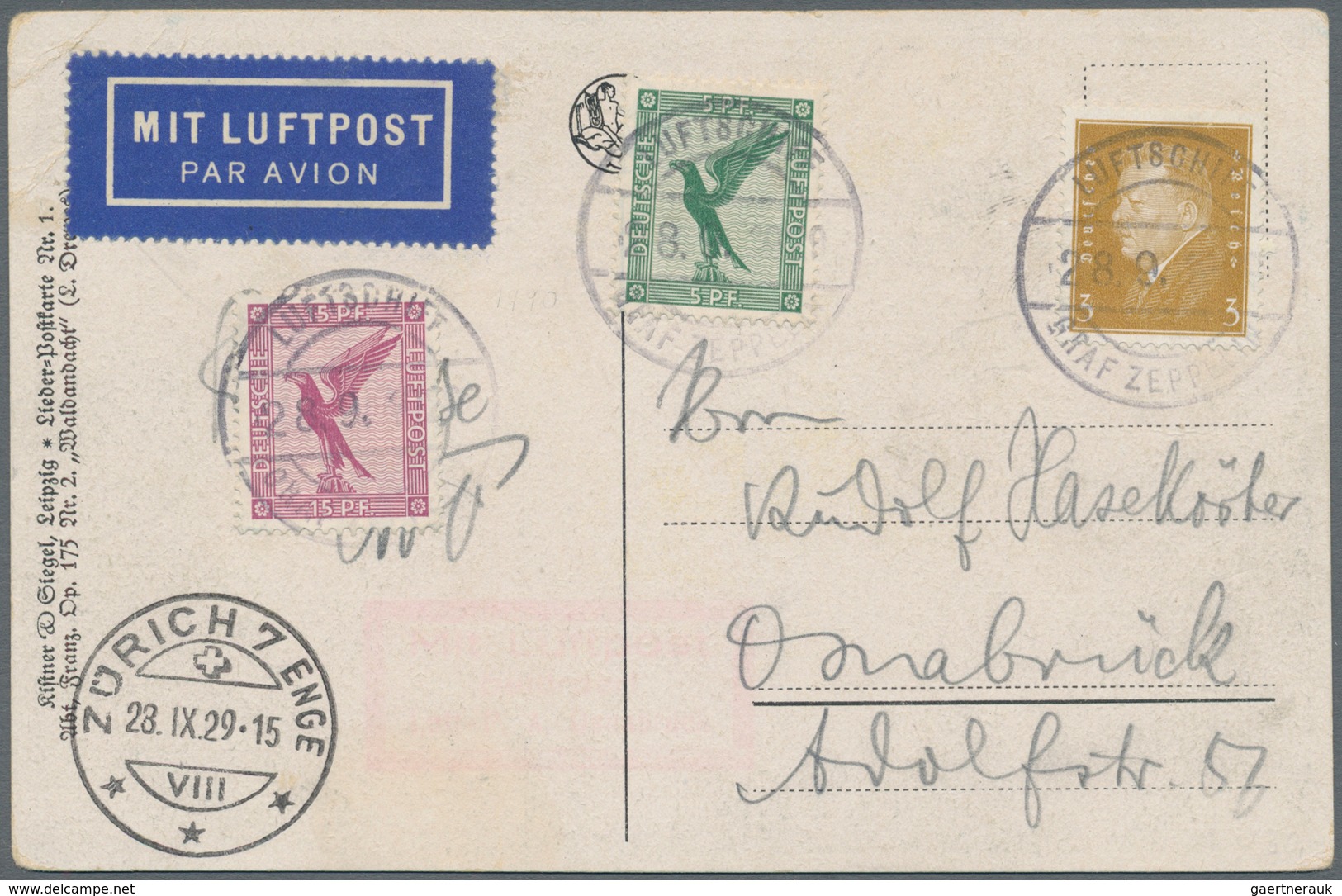 Zeppelinpost Deutschland: 1929. God Comes From The Forest Postcard Flown On The Graf Zeppelin LZ127 - Airmail & Zeppelin