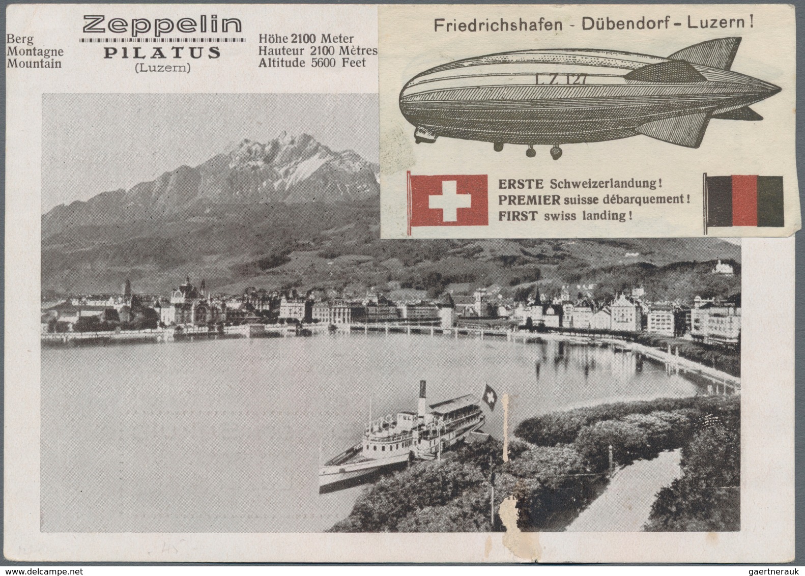 Zeppelinpost Deutschland: 1929. Trip To Zürich-Dübendorf, G.P.O., Dropping Winterthur (only 86 Cover - Luchtpost & Zeppelin