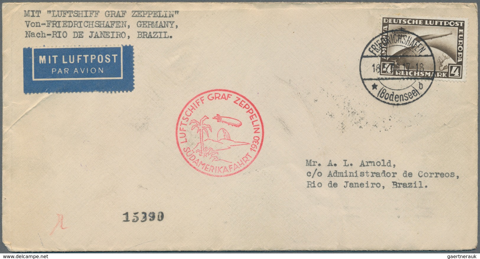 Zeppelinpost Deutschland: 1930. Original Airmail Cover Flown On The Graf Zeppelin Airship's May 1930 - Airmail & Zeppelin