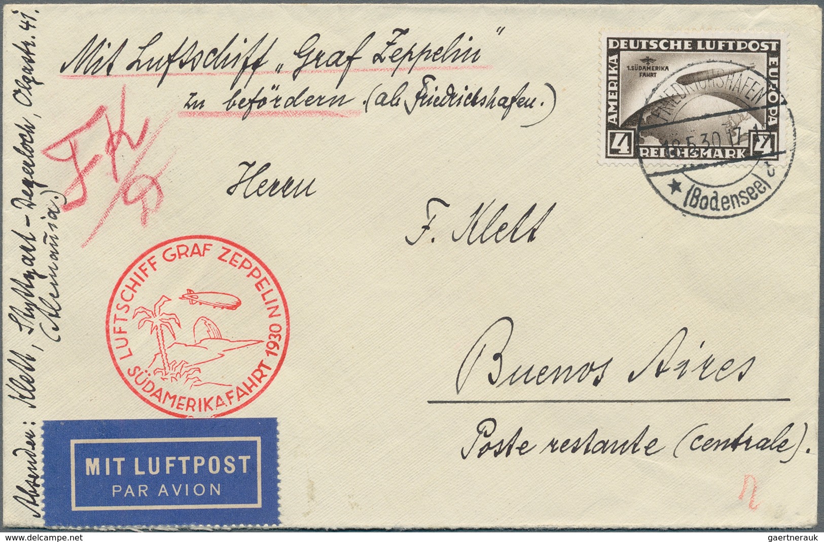 Zeppelinpost Deutschland: 1930, SAF LZ 127: 2 M Zeppelin "Südamerikafahrt" (MiNr.438) Auf Brief Von - Airmail & Zeppelin