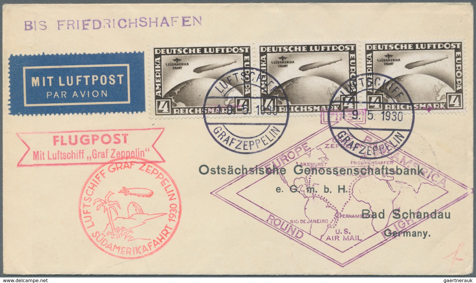 Zeppelinpost Deutschland: 1930. Original Airmail Cover Flown On The Graf Zeppelin Airship's May 1930 - Airmail & Zeppelin