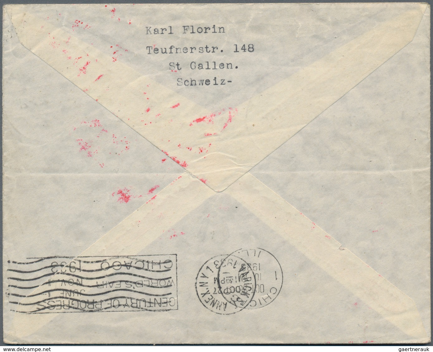 Zeppelinpost Deutschland: 1933. German Cover Flown On The Graf Zeppelin LZ127 Airship's 1933 Chicago - Airmail & Zeppelin