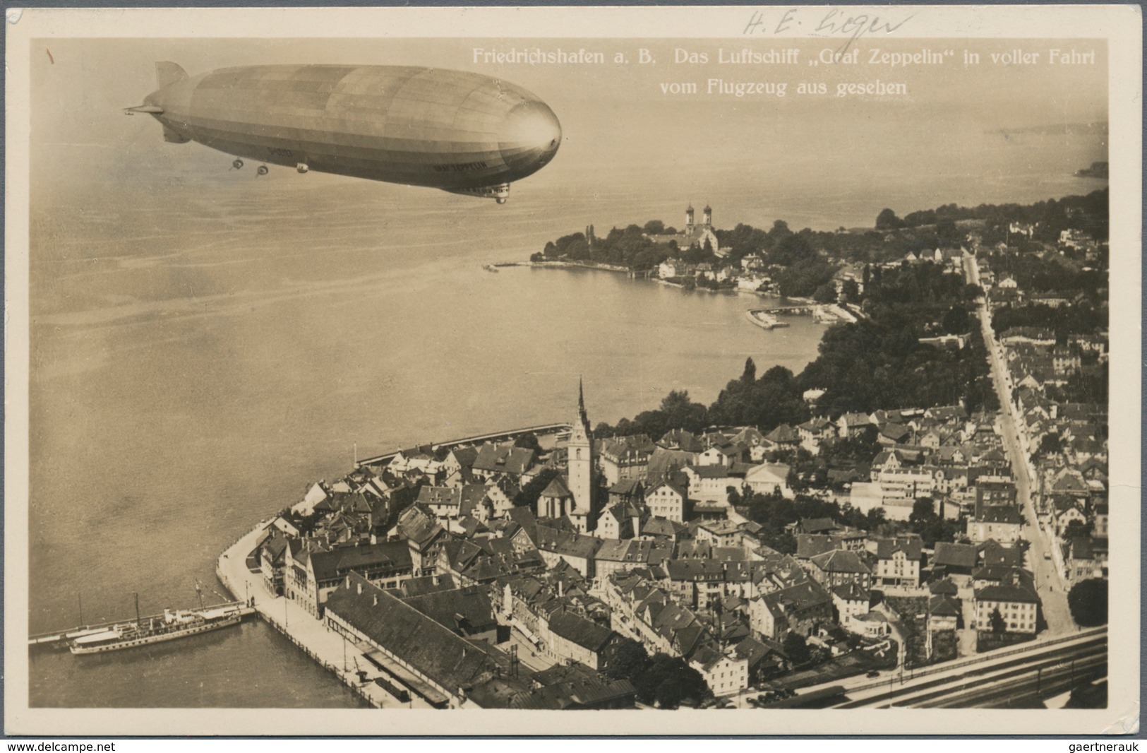 Zeppelinpost Deutschland: 1935. Real Photo Postcard (RPPC) Showing The Graf Zeppelin Airship. Flown - Airmail & Zeppelin