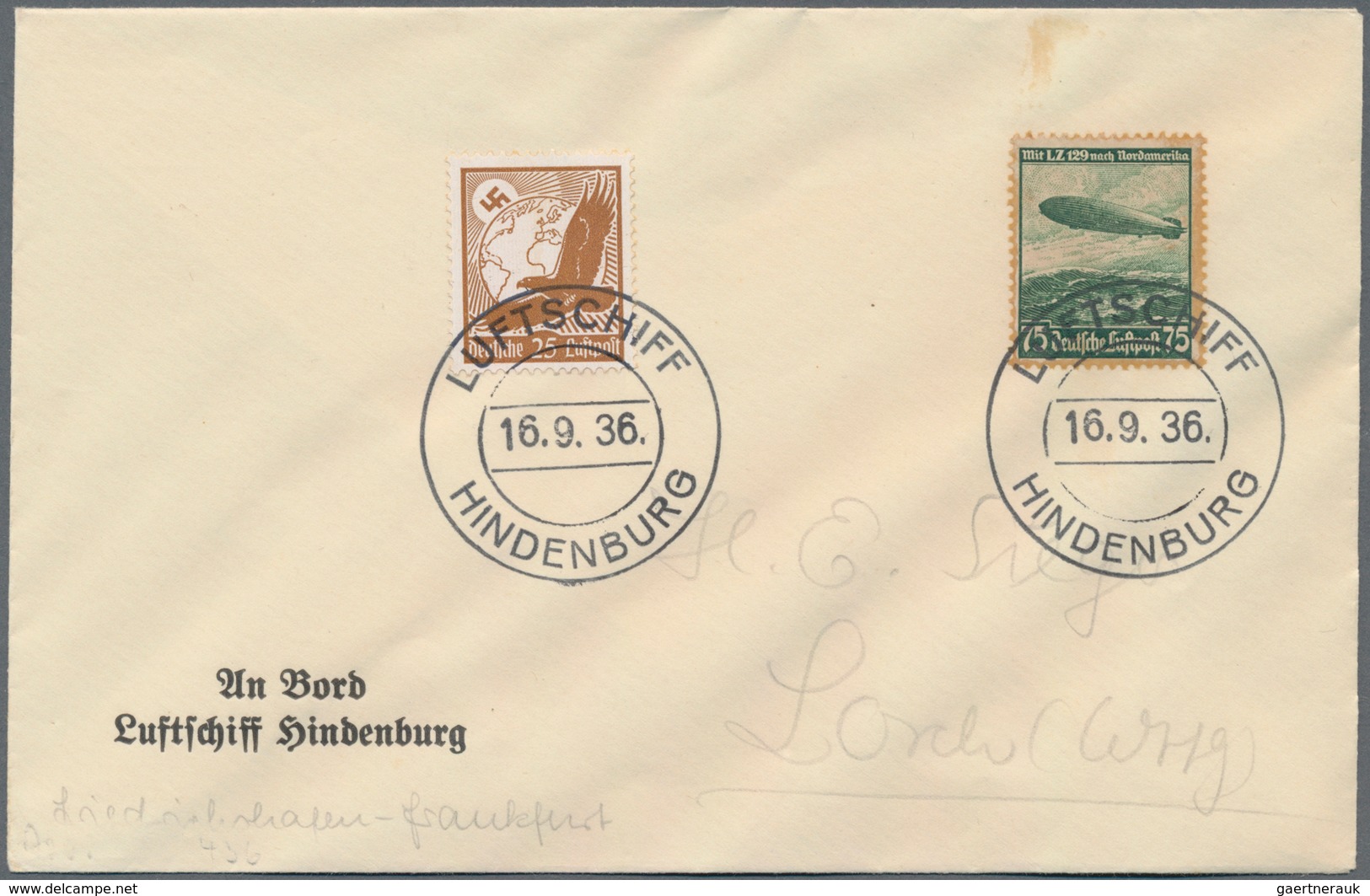 Zeppelinpost Deutschland: 1936. Original German Cover Flown On The Hindenburg Zeppelin Airship's Übe - Airmail & Zeppelin