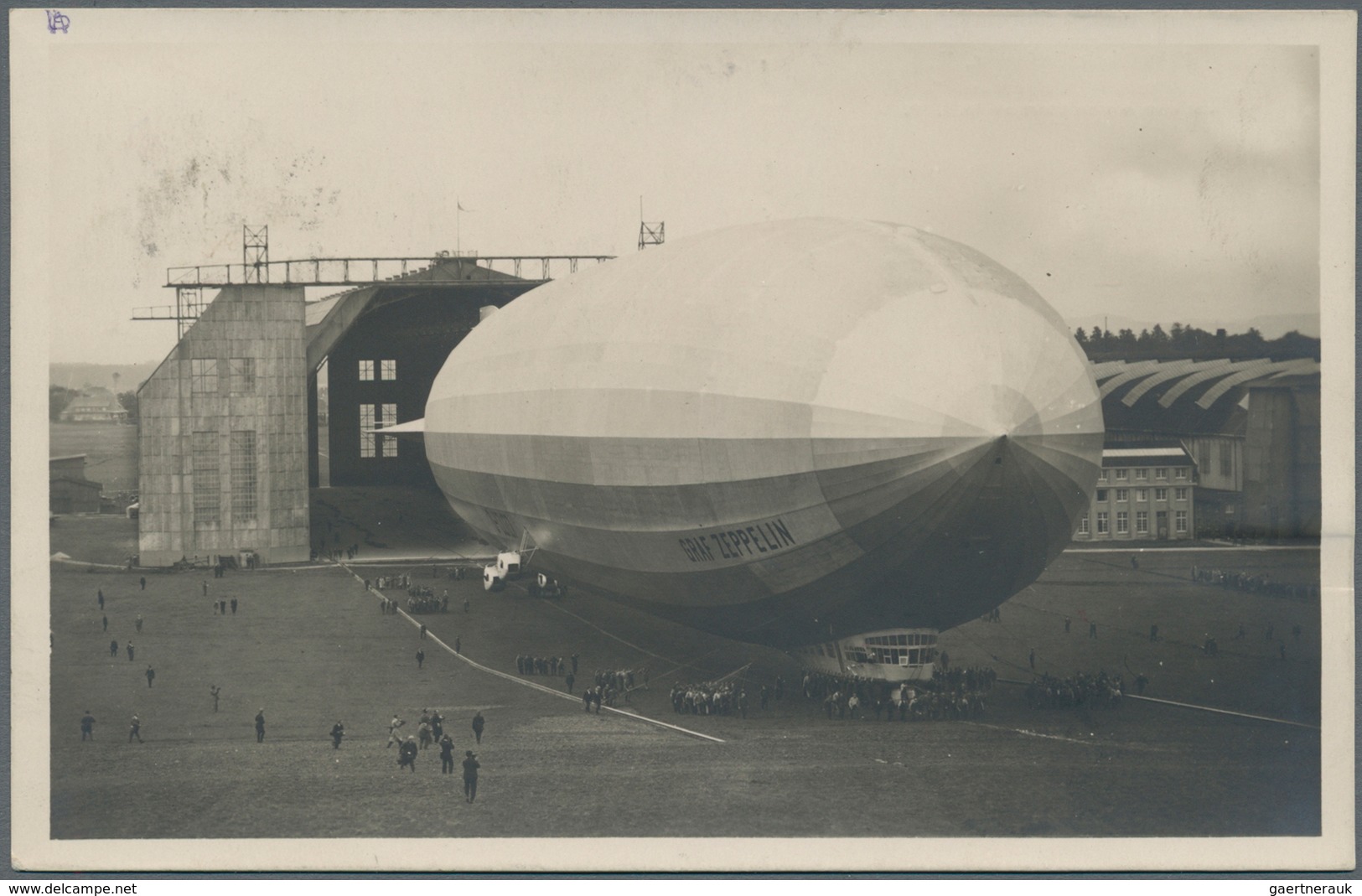 Zeppelinpost Europa: 1929. Zeppelin Coming Out Of Hangar Real Photo Postcard RPPC Flown On The Graf - Europe (Other)