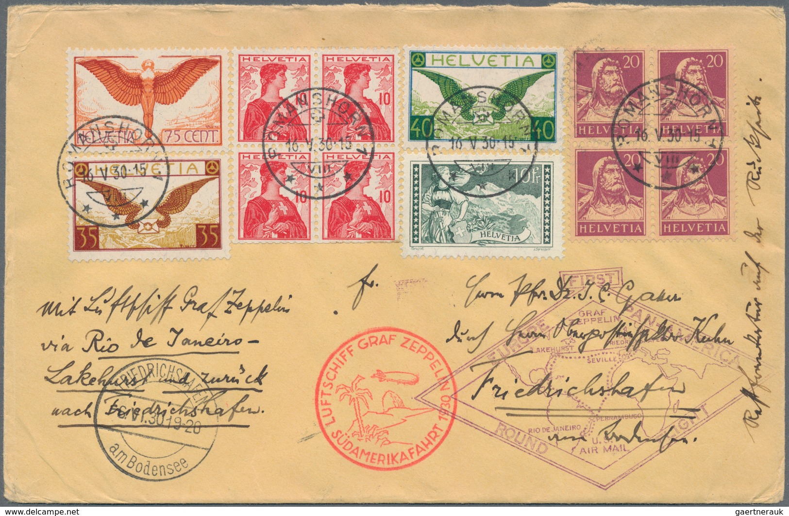 Zeppelinpost Europa: 1930. Swiss Cover Flown On The Graf Zeppelin's Pan-American / South American Fl - Andere-Europa