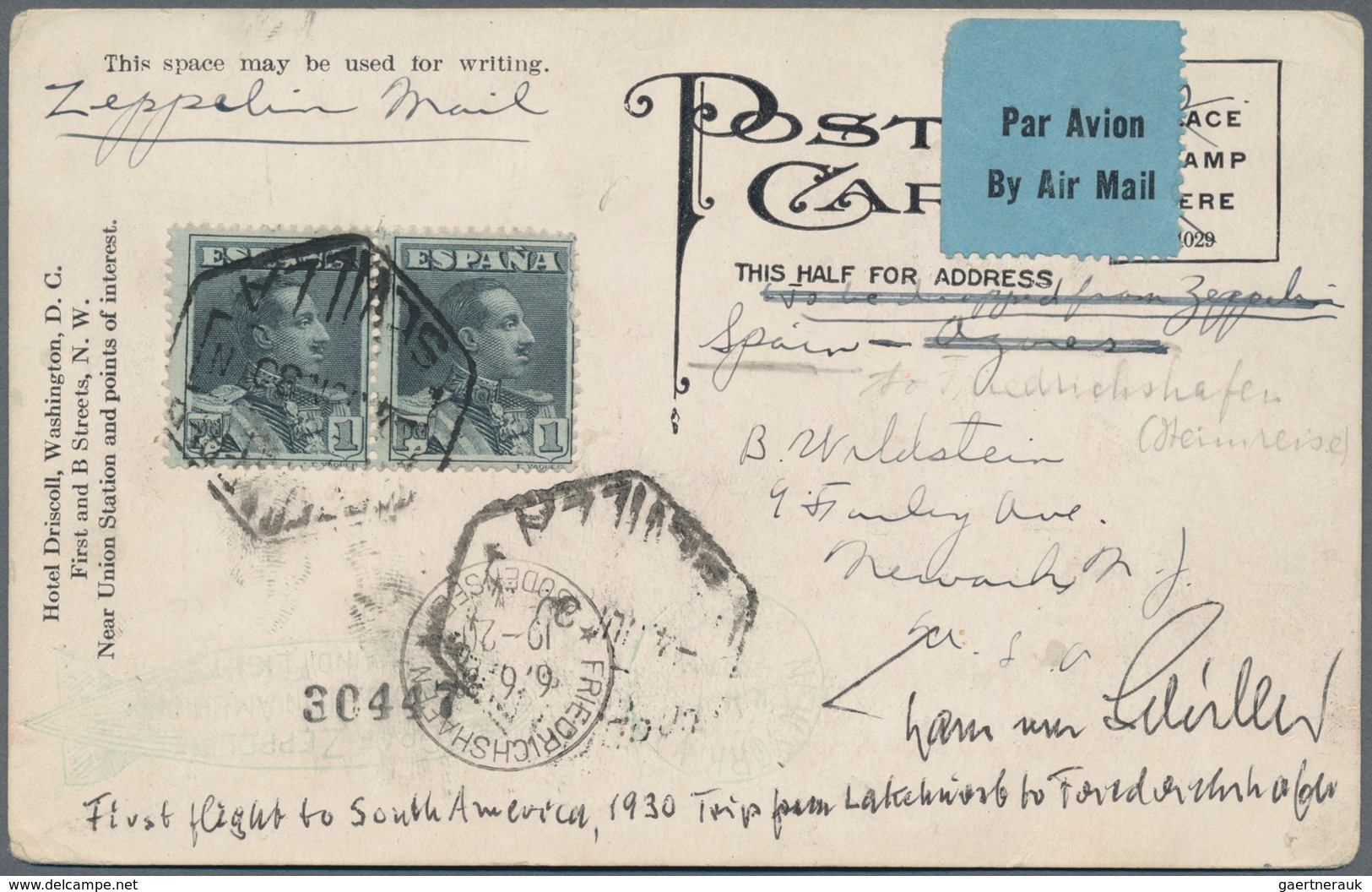 Zeppelinpost Europa: 1930. Very Unusual Spanish Card Flown On The Latter Part Of The Graf Zeppelin's - Andere-Europa