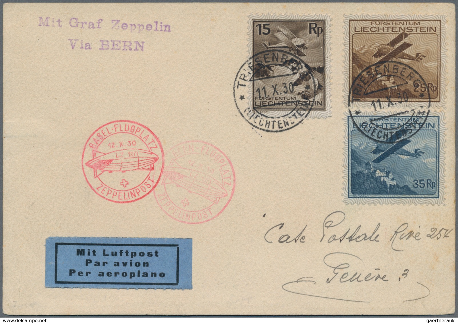 Zeppelinpost Europa: 1930, Liechtenstein Card Flown On The Graf Zeppelin LZ127 Airship's Schweizfahr - Europe (Other)
