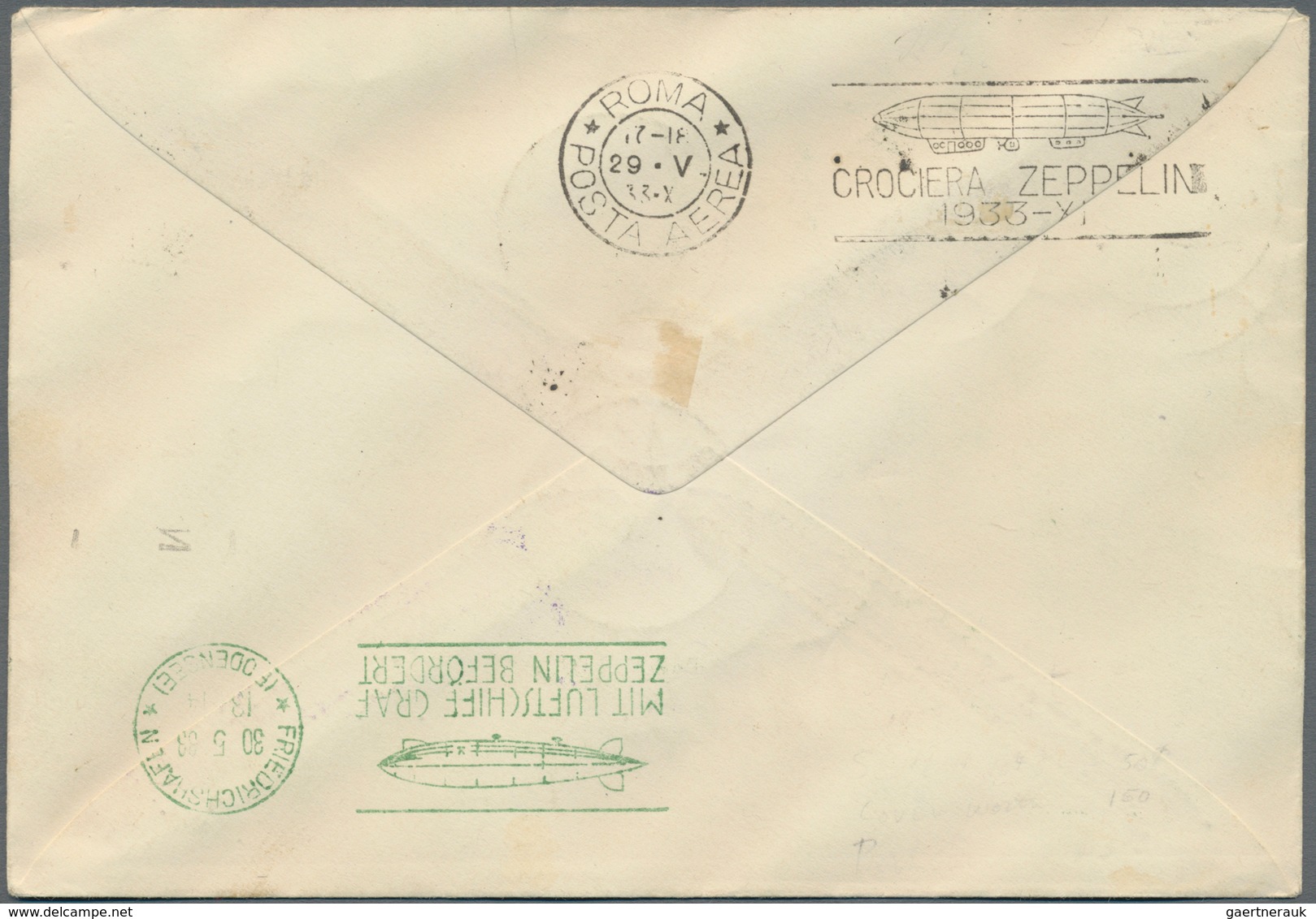 Zeppelinpost Europa: 1933. Registered Cover Flown On The Graf Zeppelin LZ127 Airship's 1933 Romfahrt - Andere-Europa