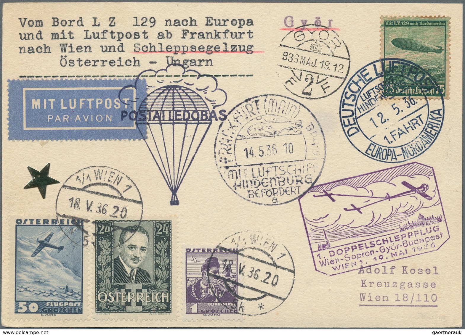 Zeppelinpost Europa: 1936, 1.Nordamerikafahrt, Bordpost Der Rückfahrt, Karte 12.5.36 Frankiert Mit D - Andere-Europa