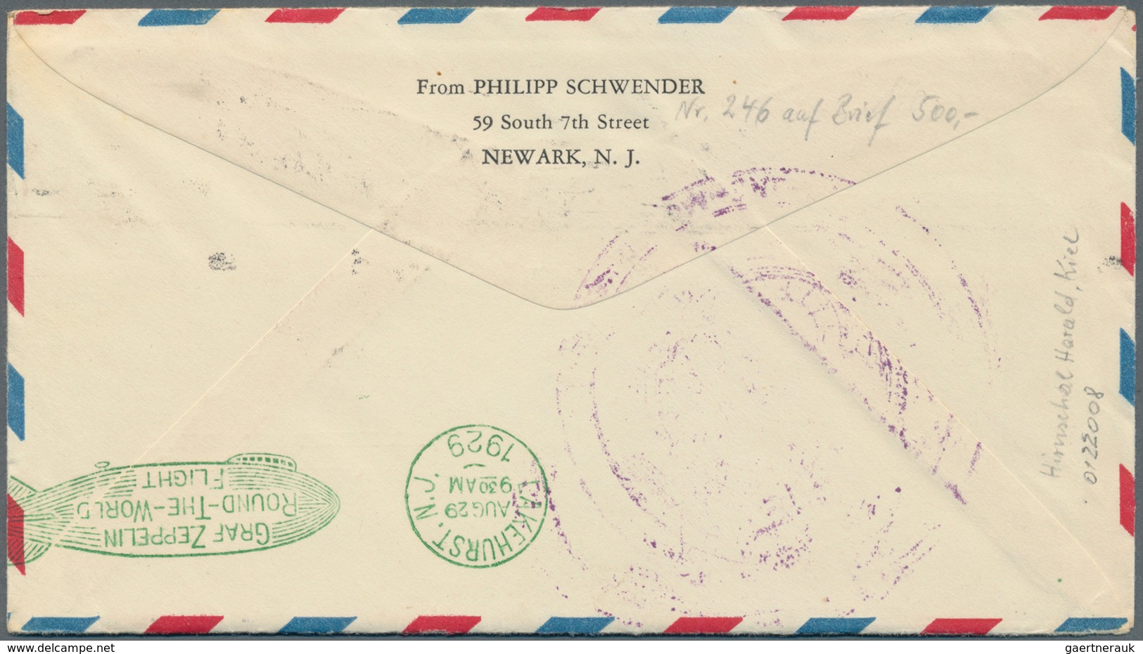 Zeppelinpost Übersee: 1929. Cover Flown On The Graf Zeppelin's USA-Germany Weltrundfahrt / Round-the - Zeppelines