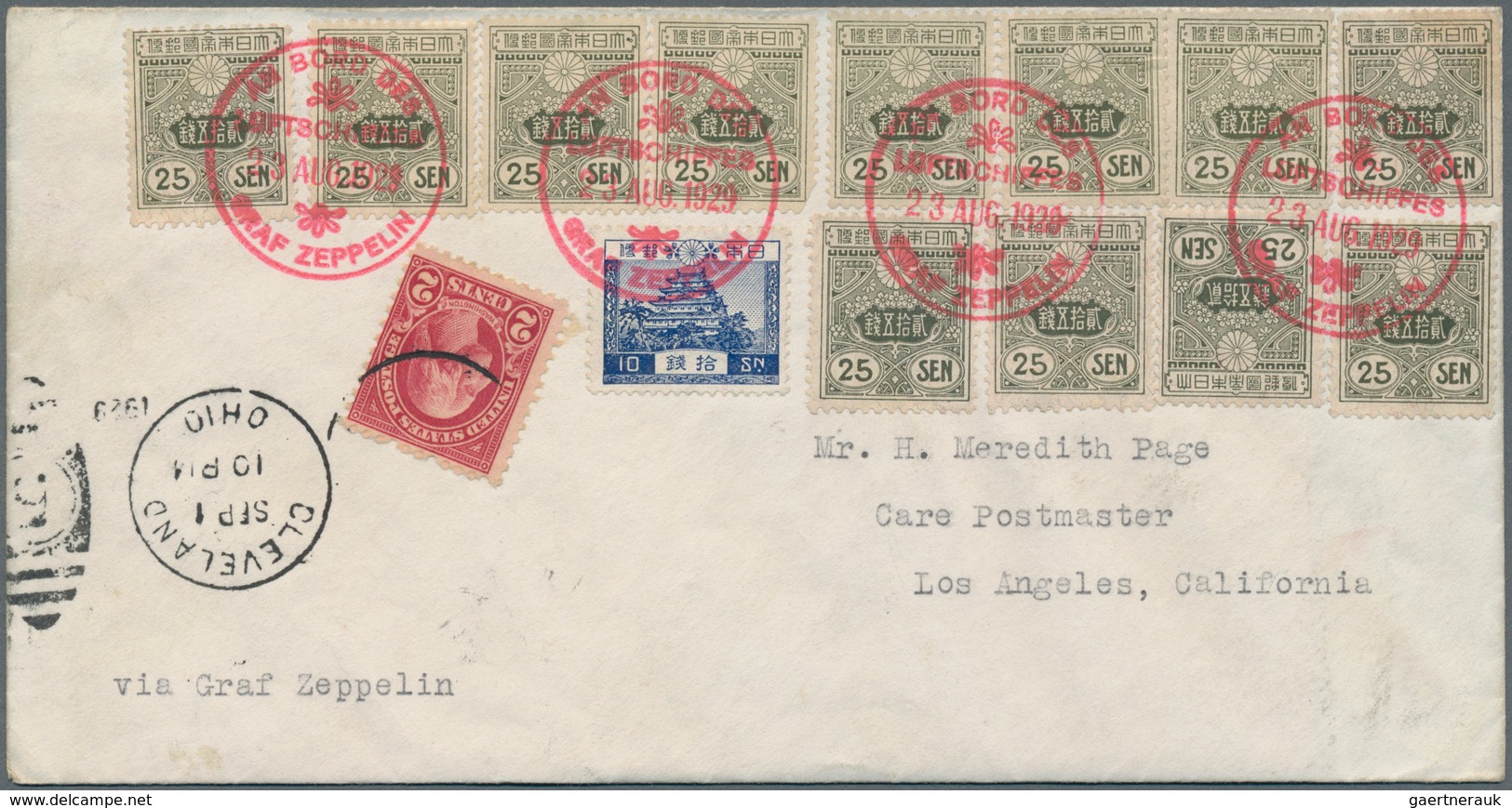 Zeppelinpost Übersee: 1929. Japan Cover Flown On The Graf Zeppelin's 1929 Weltrundflug / Round-the-w - Zeppelins