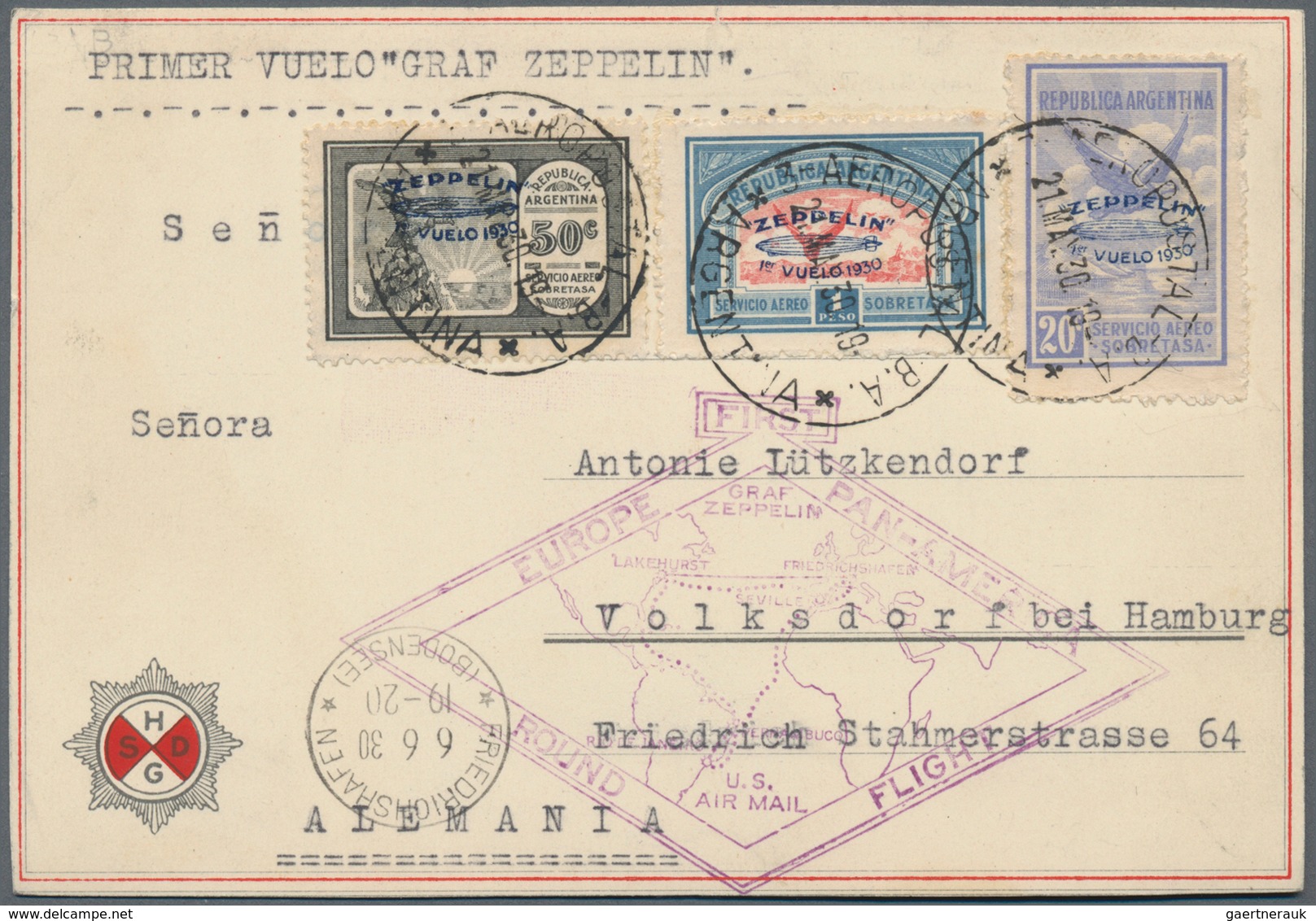 Zeppelinpost Übersee: 1930, SÜDAMERIKAFAHRT/ARGENTINA: Special Card From "Cap Polonia", HSDG Ship, F - Zeppelins