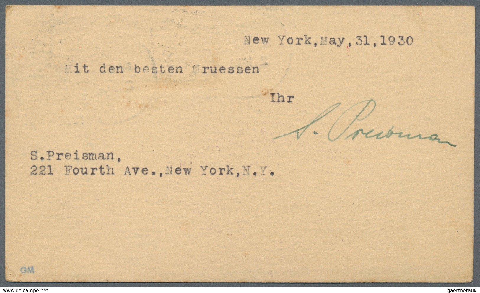 Zeppelinpost Übersee: 1930. Card Flown On The Graf Zeppelin's Return Trip From The USA In 1930. A Bi - Zeppelins