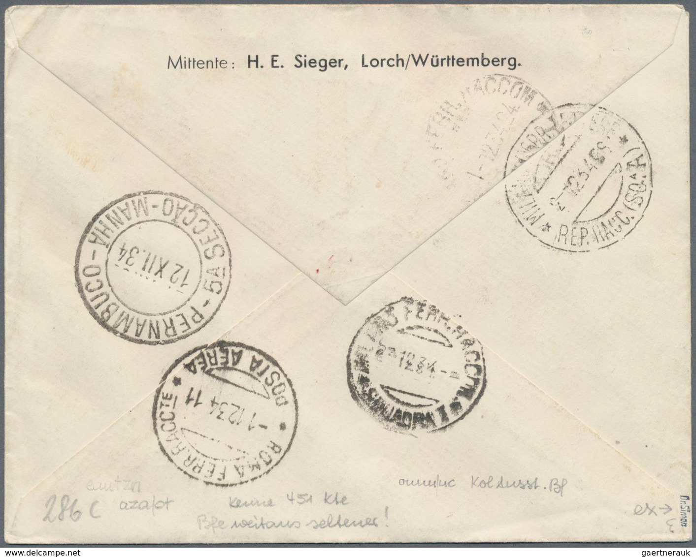 Zeppelinpost Übersee: 1934, TRIPOLITANIEN, Weihnachtsfahrt, Seltener Vertragsstaaten-R-Brief Als Nac - Zeppelins