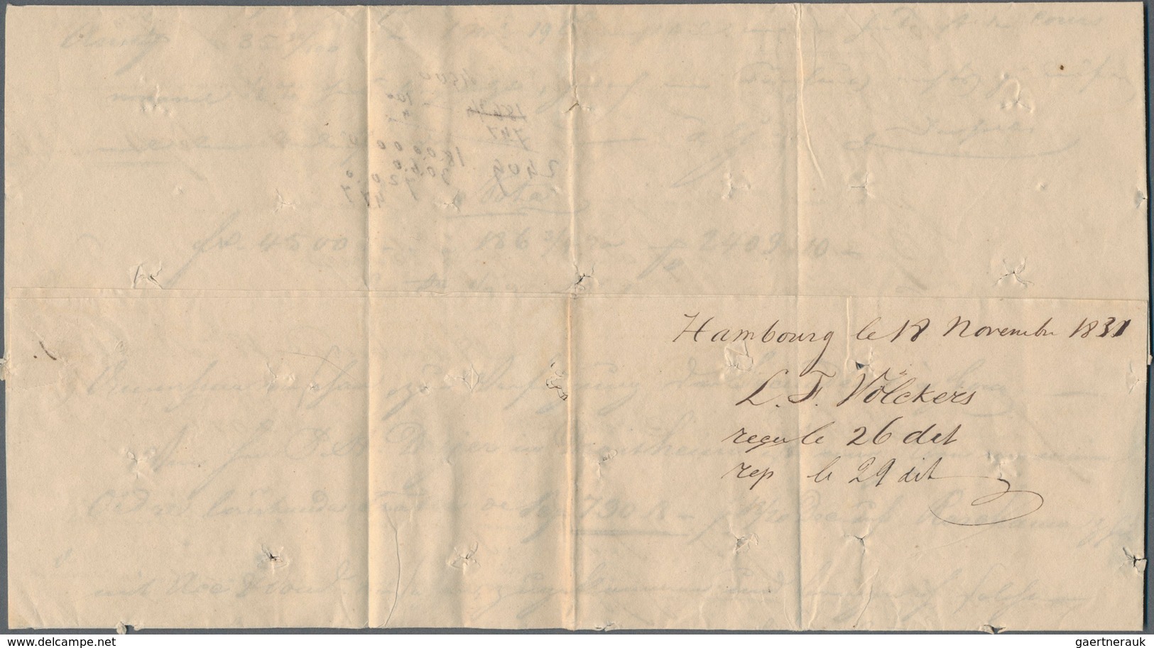 Disinfection Mail: 1831, 18.November, Faltbrief Mit Komplettem Inhalt Nach Bordeaux, Vs. Taxvermerk - Andere & Zonder Classificatie