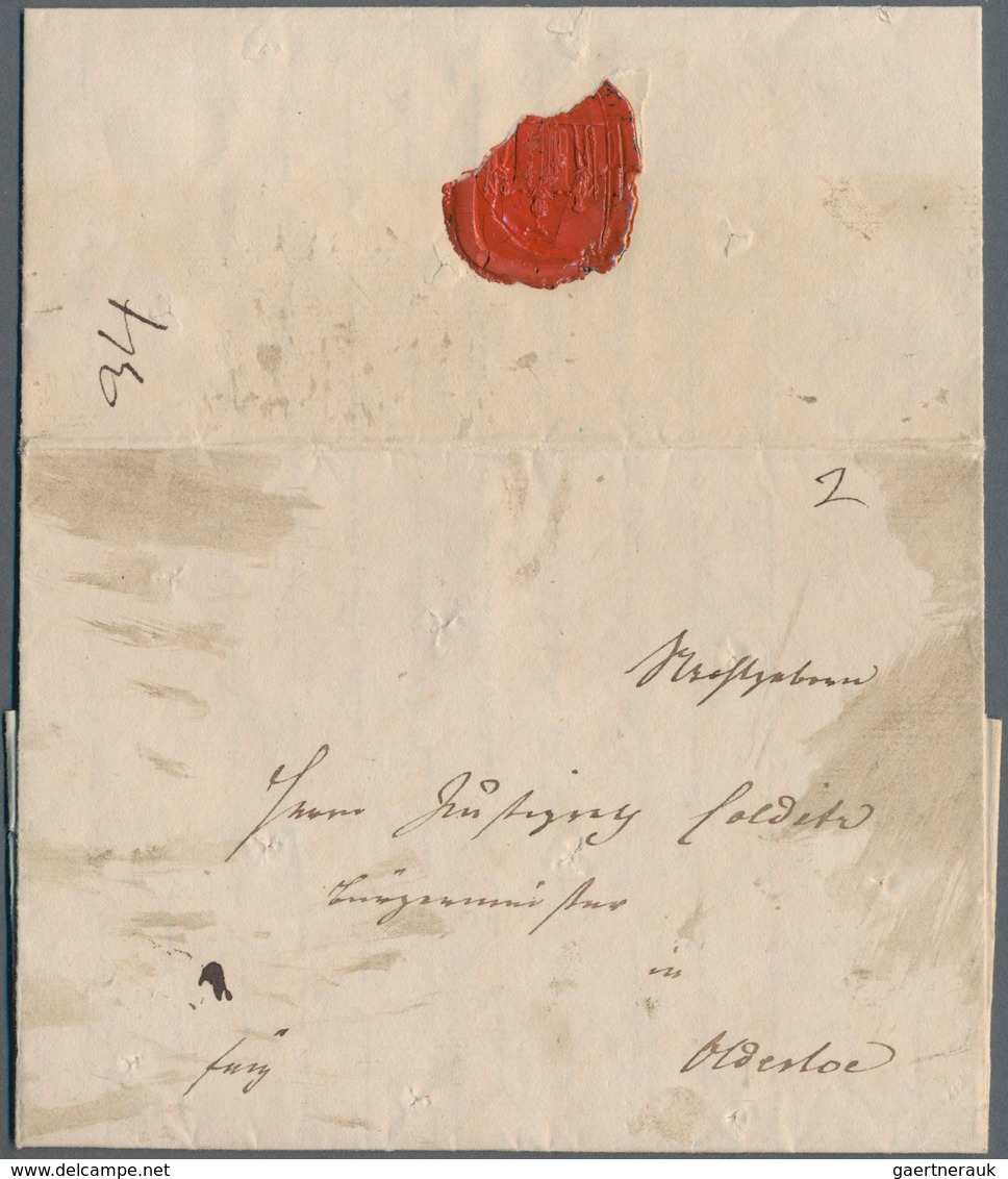 Disinfection Mail: 1831, 3.Nov., Briefhülle Mit Komplettem Inhalt Nach Oldesloe, Privat Befördert Mi - Andere & Zonder Classificatie