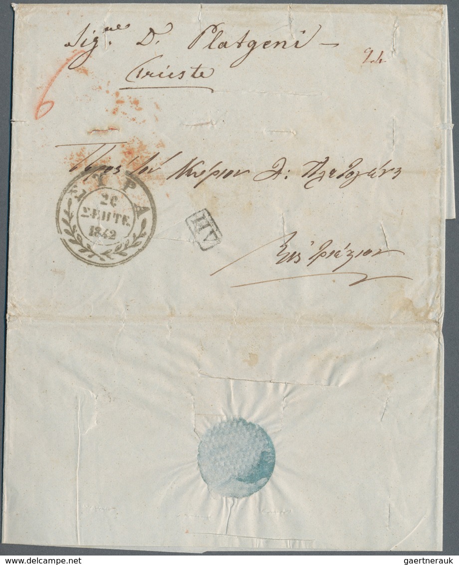 Disinfection Mail: 1842, Letter From "SYRA 26.9.1842" To Triest, On Front Boxed "Δπ" (postage Paid), - Other & Unclassified